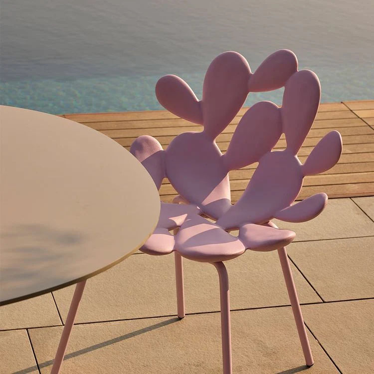 FILICUDI pink garden armchair with sled base