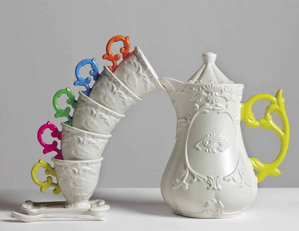 Filiżanka z łyżeczką i spodkiem I-WARES I-TEA żółty Seletti Eye on Design