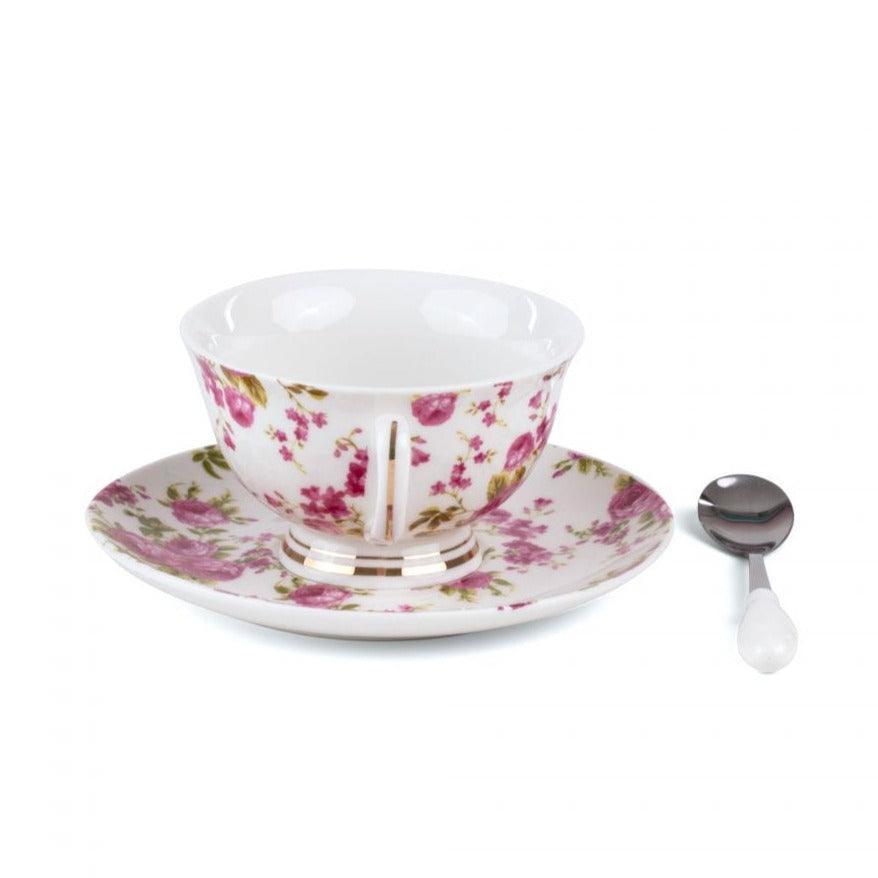 Filiżanka ze spodkiem i łyżeczką TARIN - VESTA porcelanowy Seletti Eye on Design