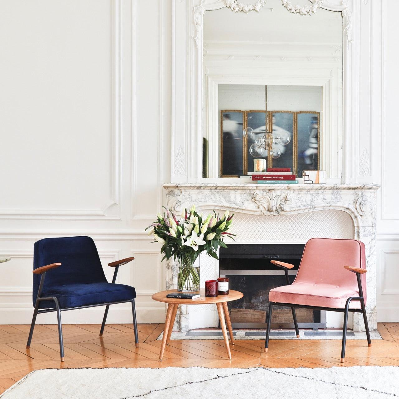 Fotel 366 METAL niebieski w tkaninie Velvet Indigo 366 concept Eye on Design