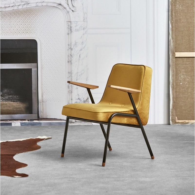 Fotel 366 METAL żółty w tkaninie Shine Velvet Mustard 366 concept Eye on Design