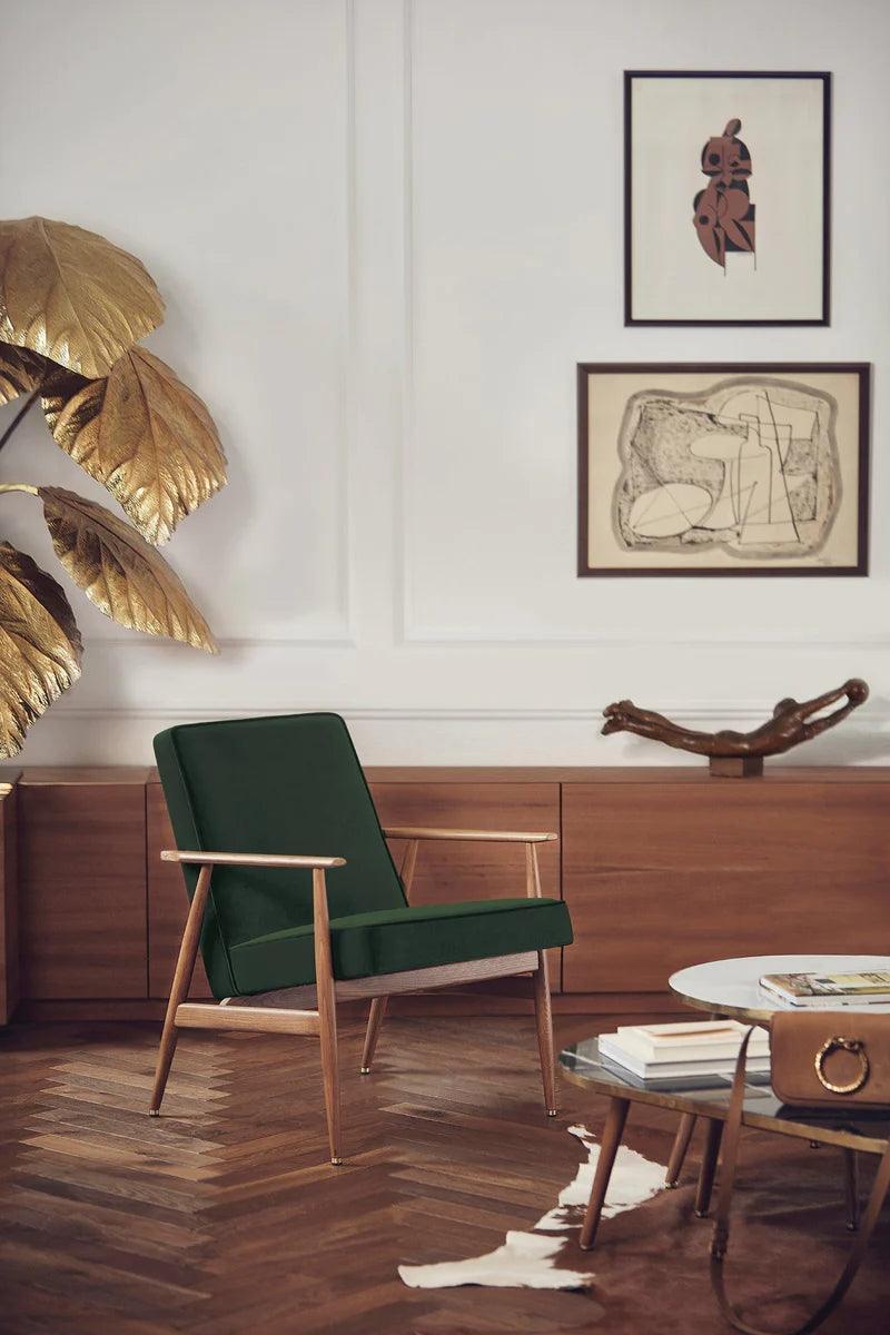 Fotel 366 zielony w tkaninie Velvet Bottle Green 366 concept Eye on Design