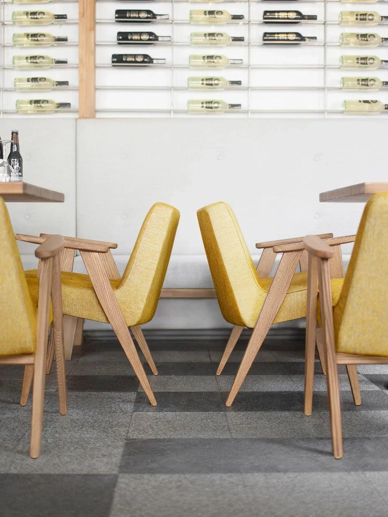 Fotel 366 żółty w tkaninie Shine Velvet Mustard 366 concept Eye on Design