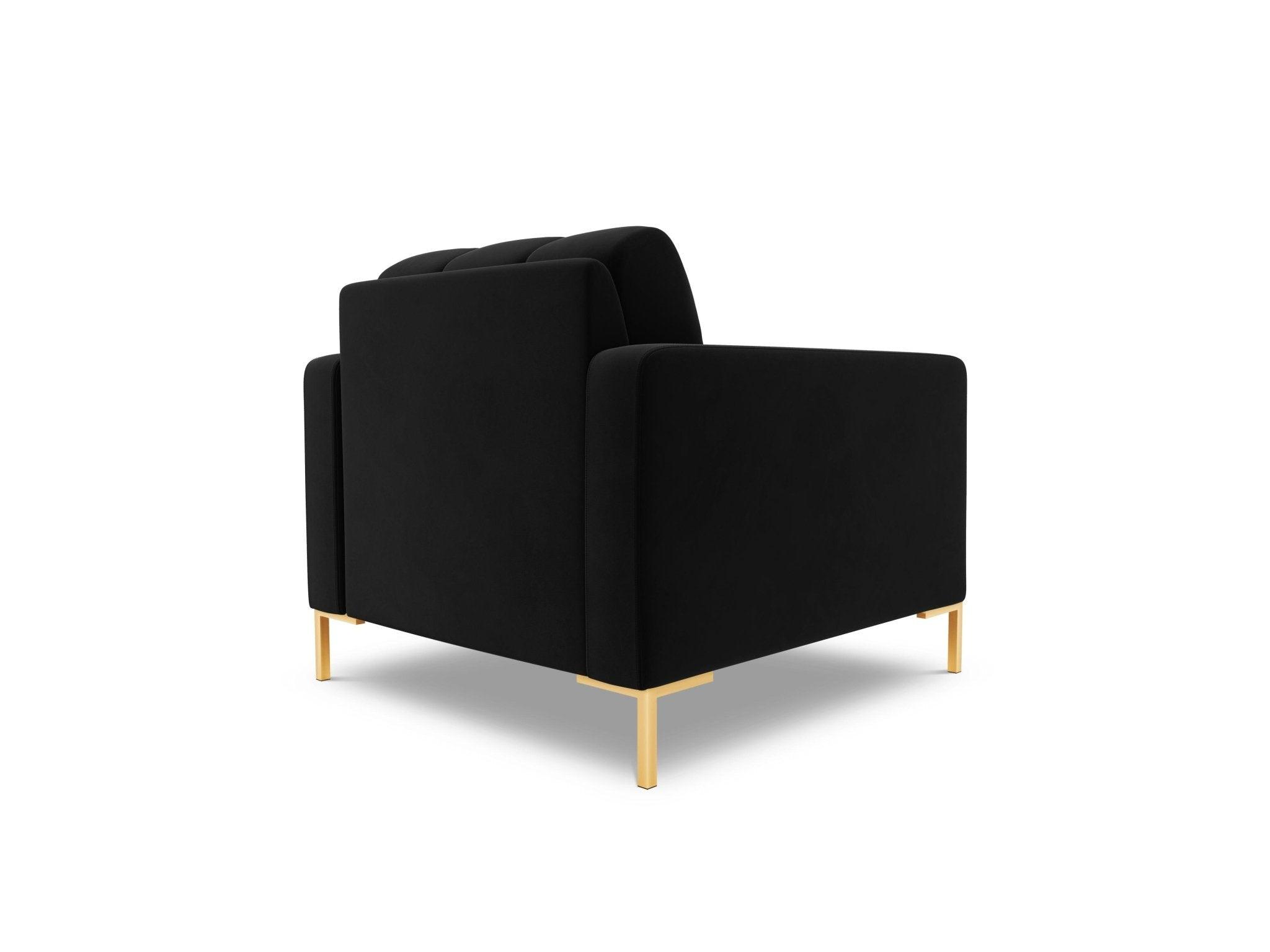 Fotel aksamitny BALI czarny ze złotą podstawą Cosmopolitan Design Eye on Design