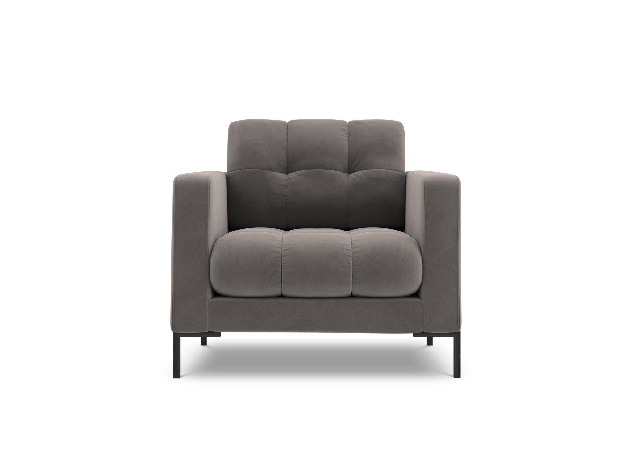 Fotel aksamitny BALI jasnoszary z czarną podstawą Cosmopolitan Design Eye on Design