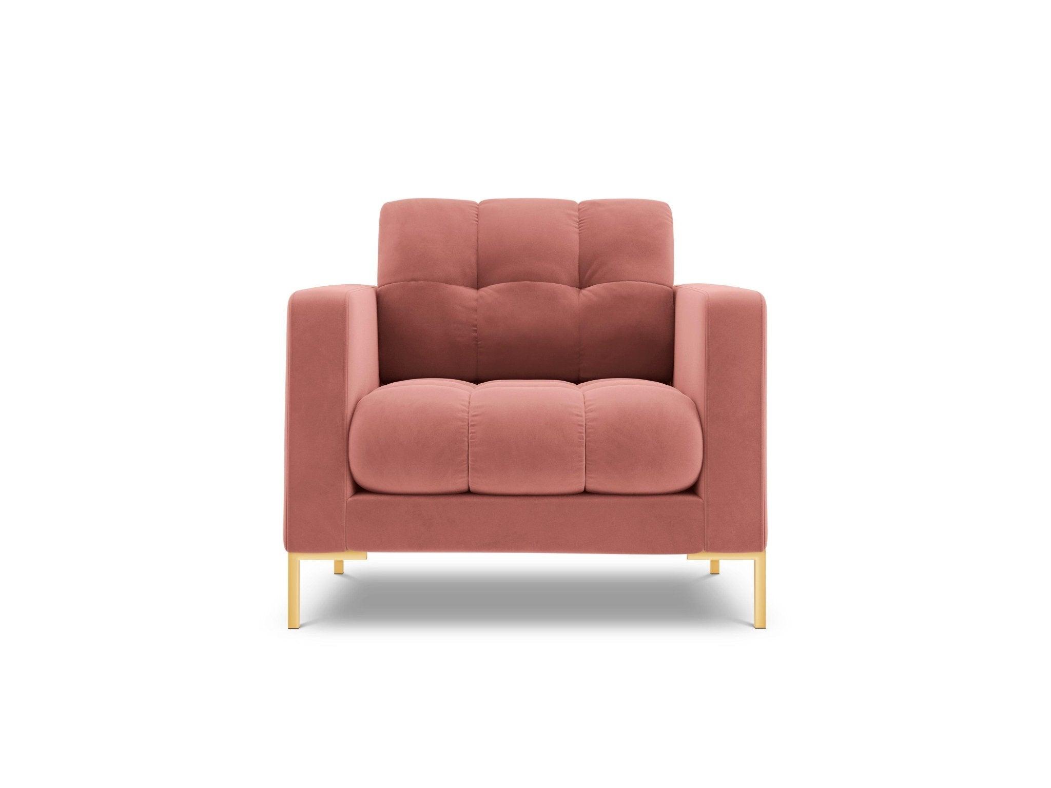 Fotel aksamitny BALI różowy ze złotą podstawą Cosmopolitan Design Eye on Design