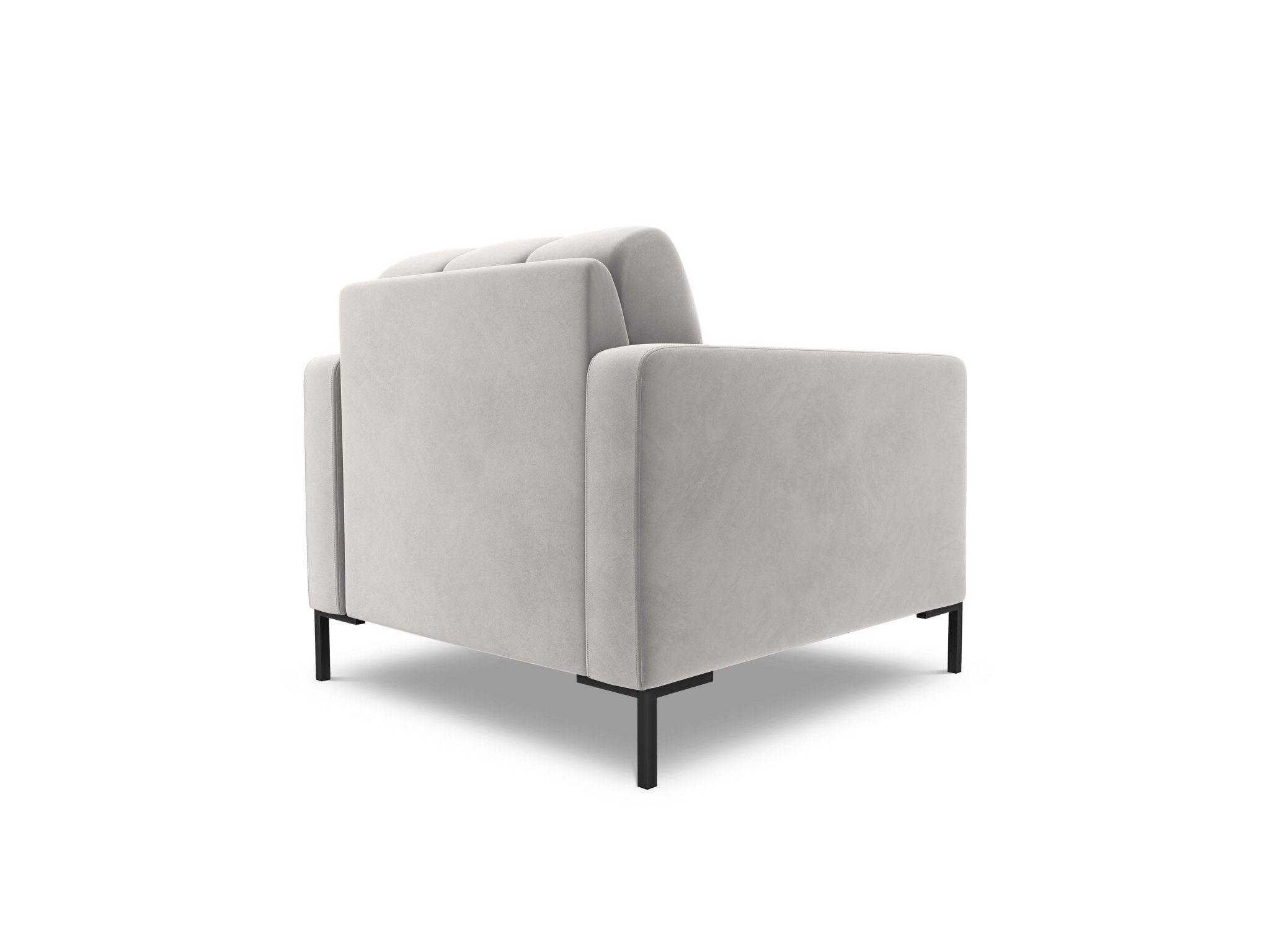 Fotel aksamitny BALI srebrny z czarną podstawą Cosmopolitan Design Eye on Design