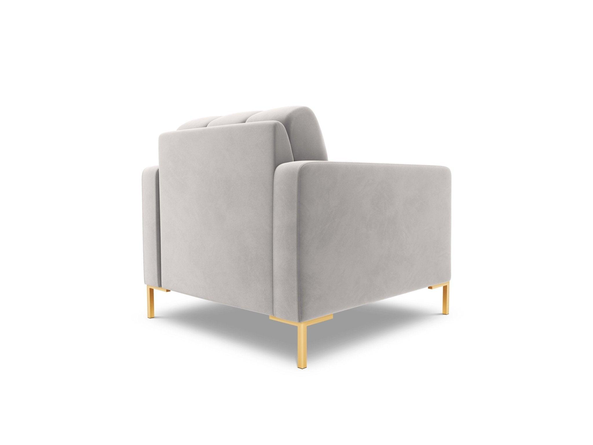 Fotel aksamitny BALI srebrny ze złotą podstawą Cosmopolitan Design Eye on Design