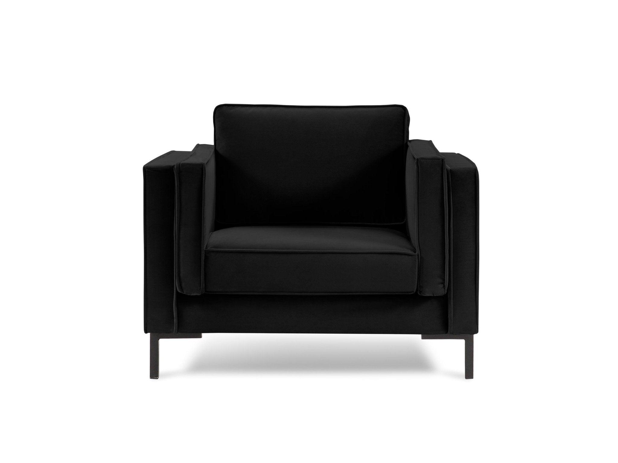 Fotel aksamitny LUIS czarny z czarną podstawą Milo Casa Eye on Design
