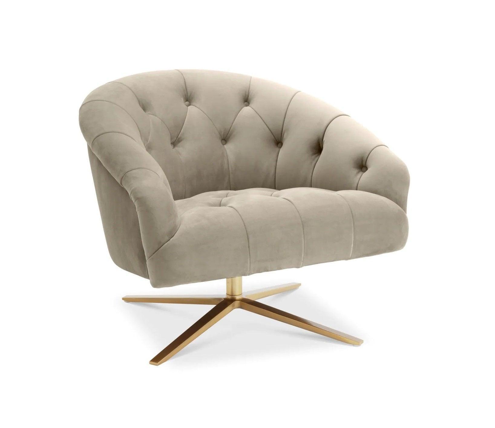 Fotel aksamitny obrotowy GARDNER beżowy Eichholtz Eye on Design