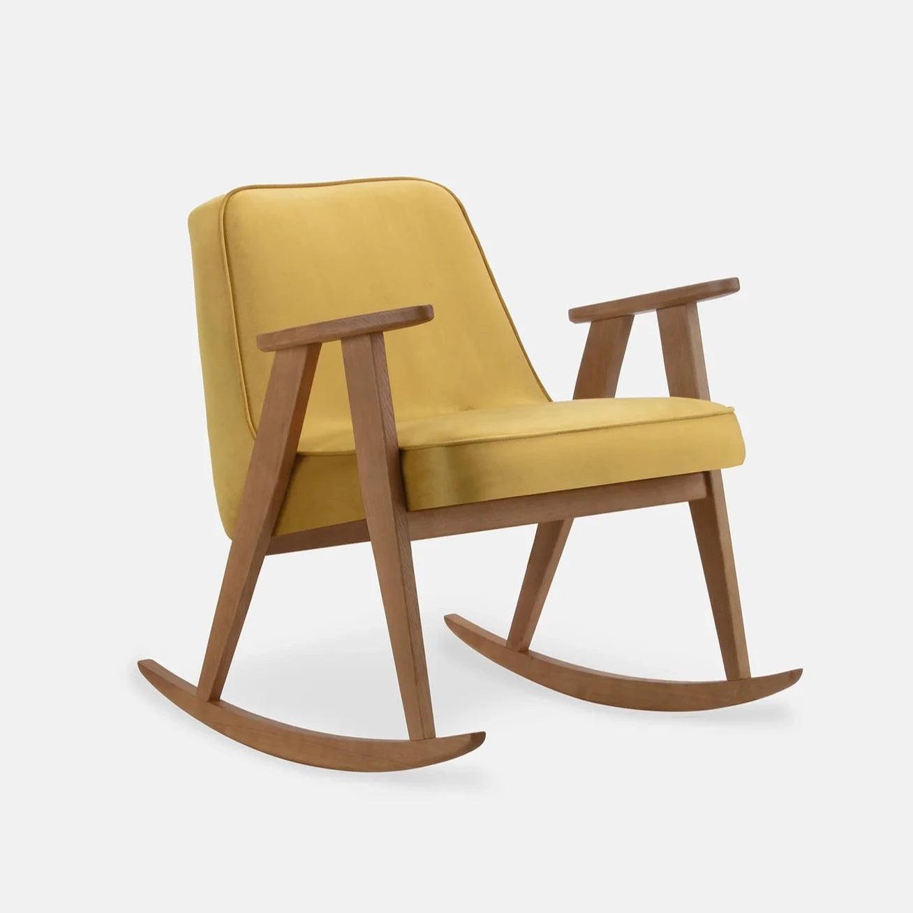 Fotel bujany 366 żółty w tkaninie Shine Velvet Mustard 366 concept Eye on Design