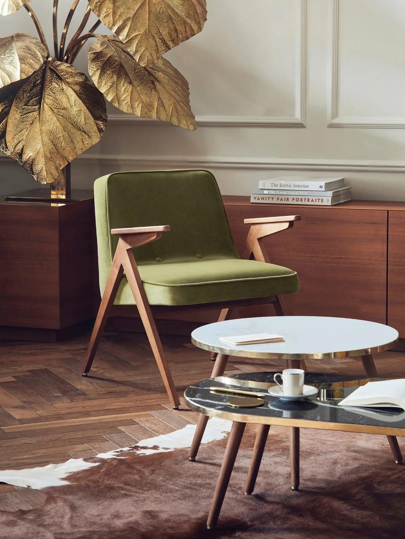 Fotel BUNNY żółty w tkaninie Shine Velvet Mustard 366 concept Eye on Design