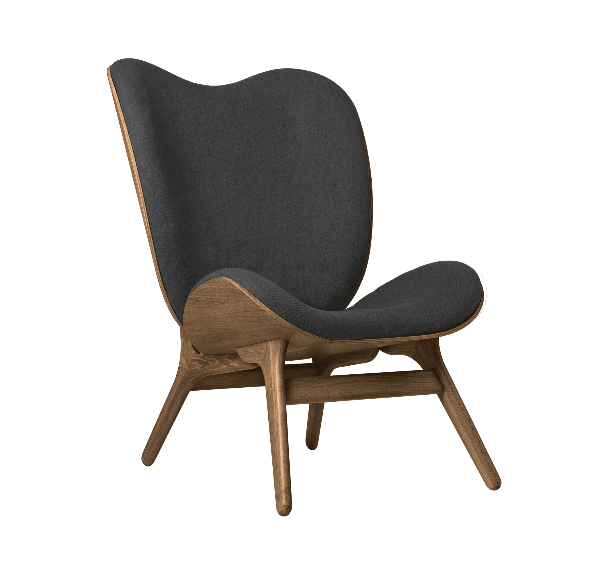 Fotel CONVERSATION PIECE TALL antracytowy z ciemno dębową podstawą UMAGE Eye on Design