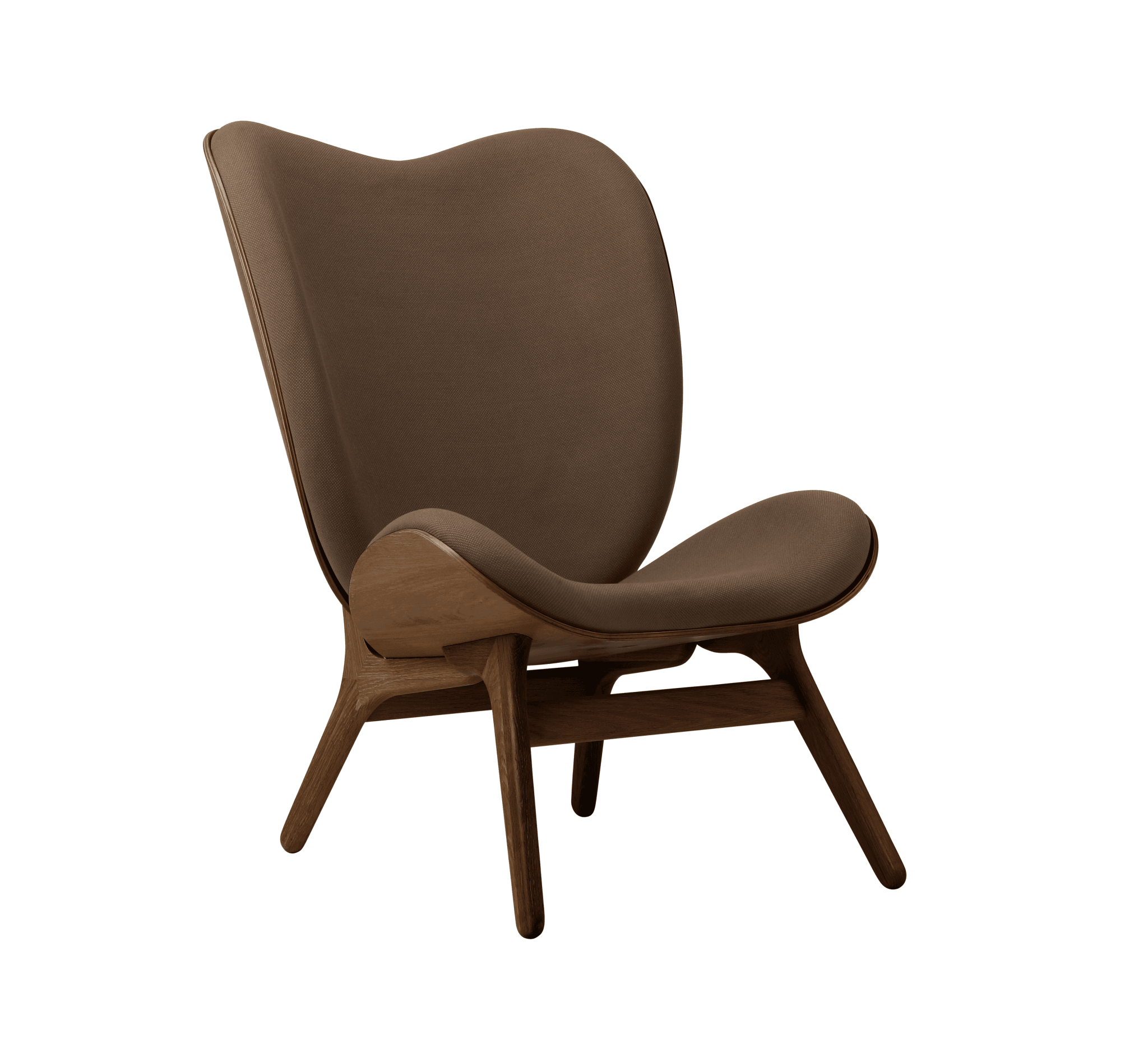 Fotel CONVERSATION PIECE TALL kawowy z ciemno dębową podstawą UMAGE Eye on Design