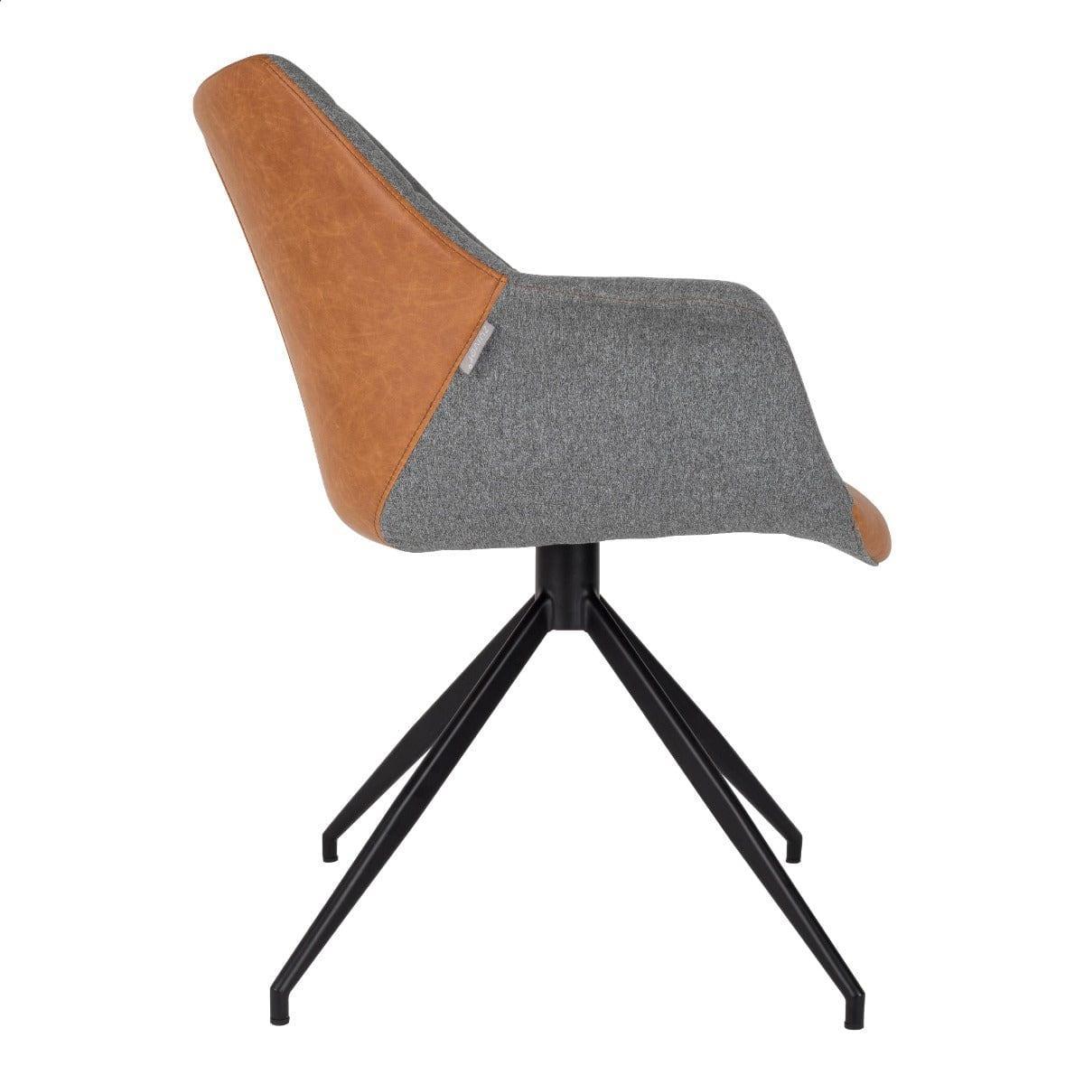 Fotel DOULTON ekoskóra brązowy Zuiver Eye on Design