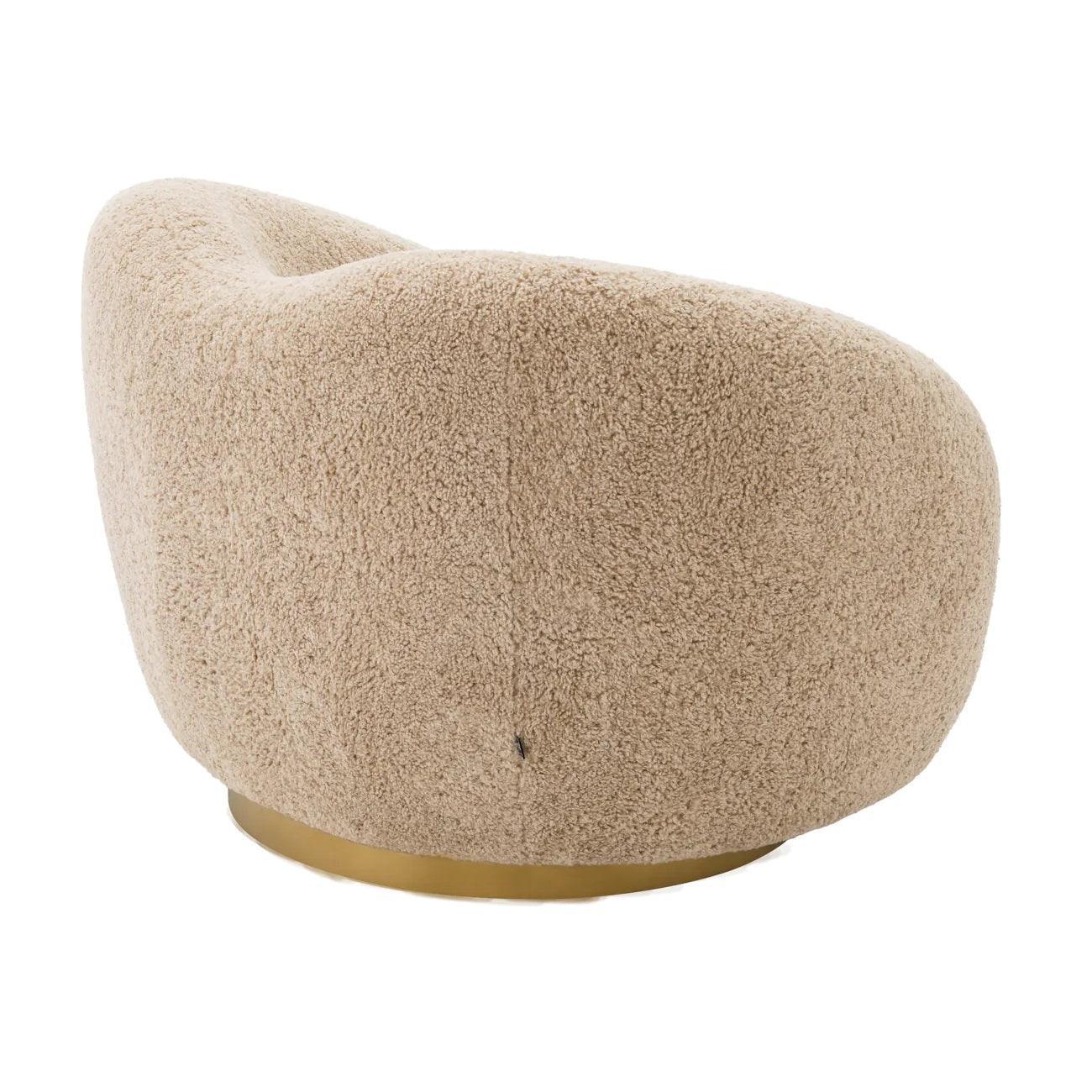 Fotel obrotowy futrzany DIEGO piaskowy Eichholtz Eye on Design