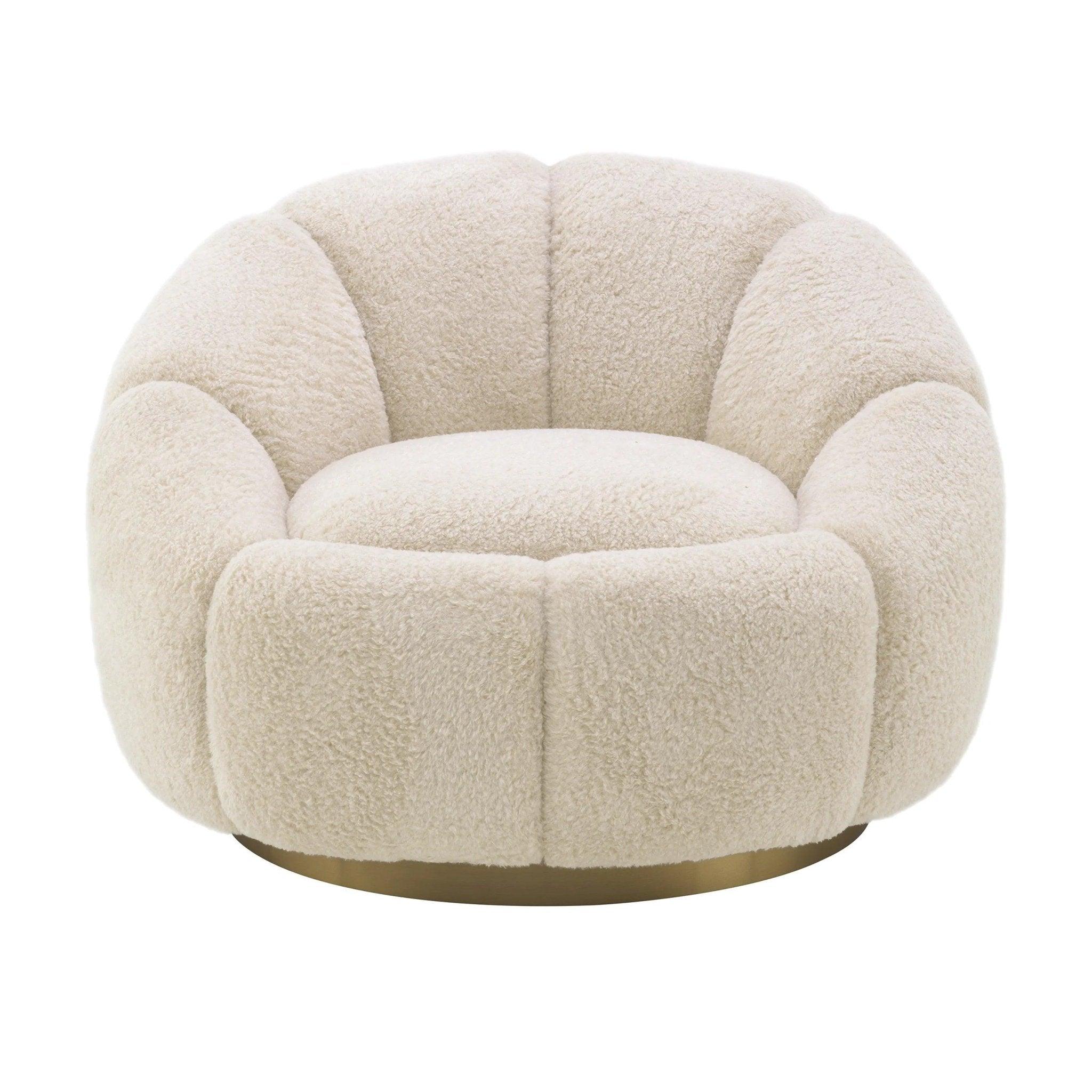 Fotel obrotowy futrzany INGER kremowy Eichholtz Eye on Design