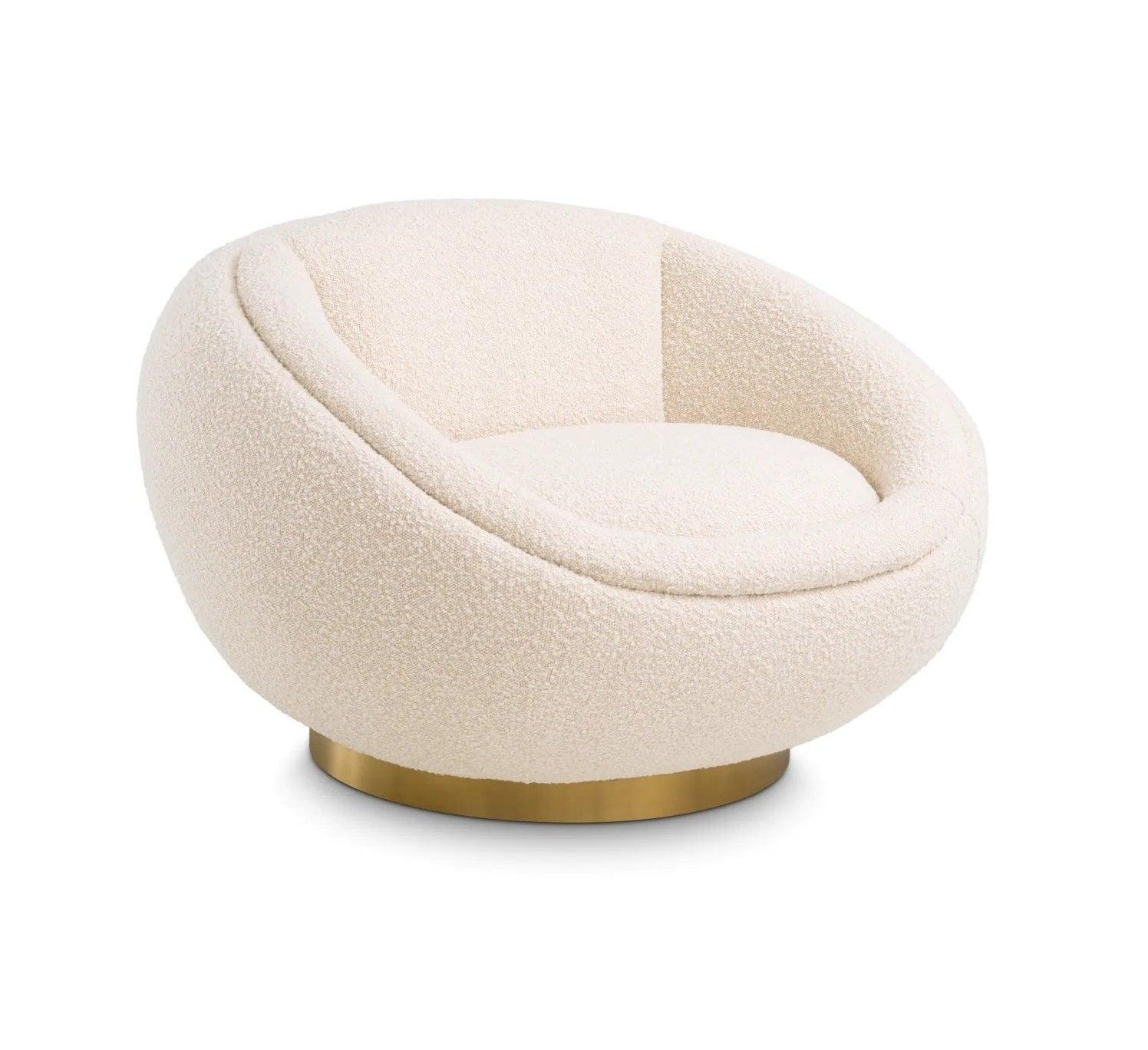 Fotel obrotowy w tkaninie boucle BOLLINGER kremowy Eichholtz Eye on Design