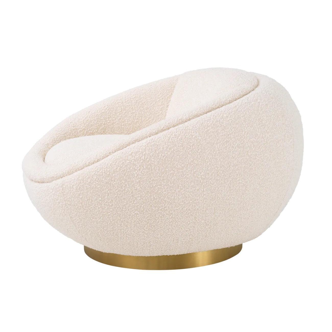 Fotel obrotowy w tkaninie boucle BOLLINGER kremowy Eichholtz Eye on Design
