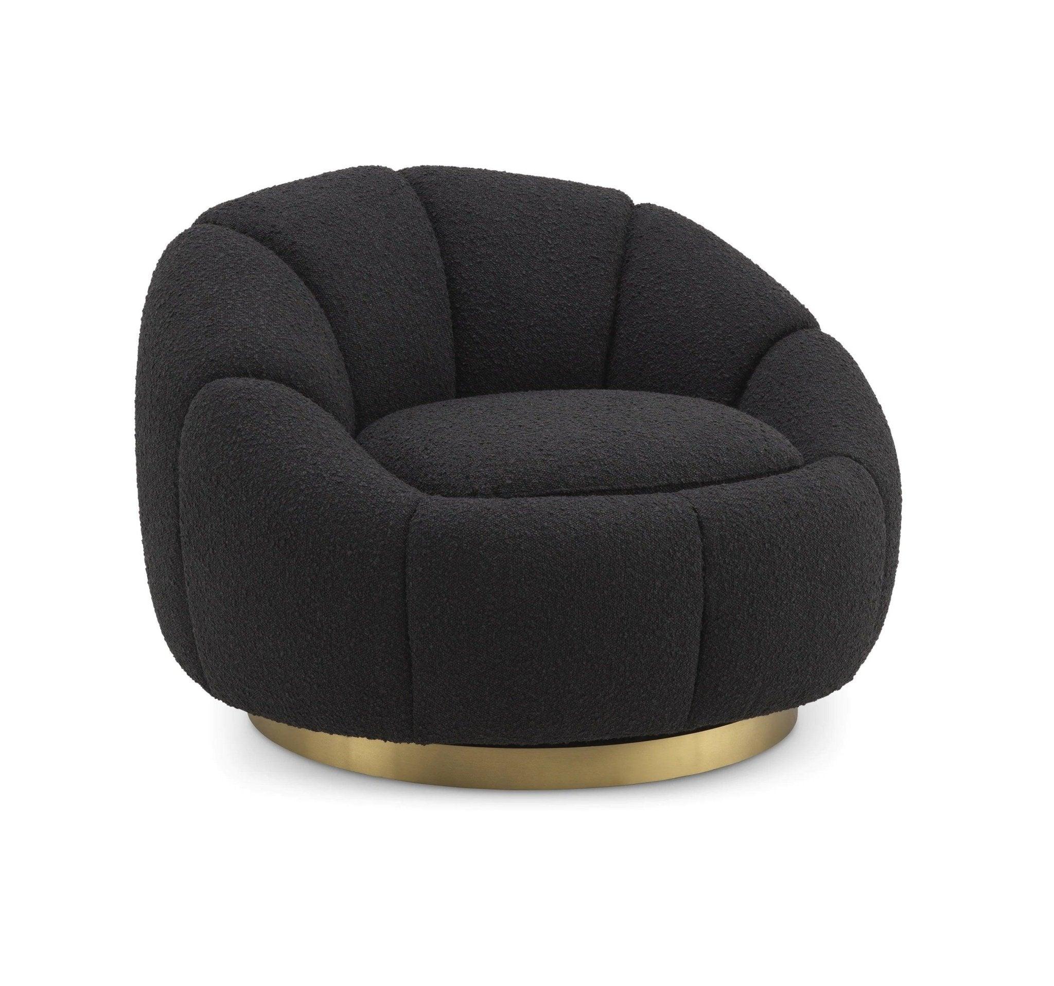 Fotel obrotowy w tkaninie boucle INGER czarny Eichholtz Eye on Design