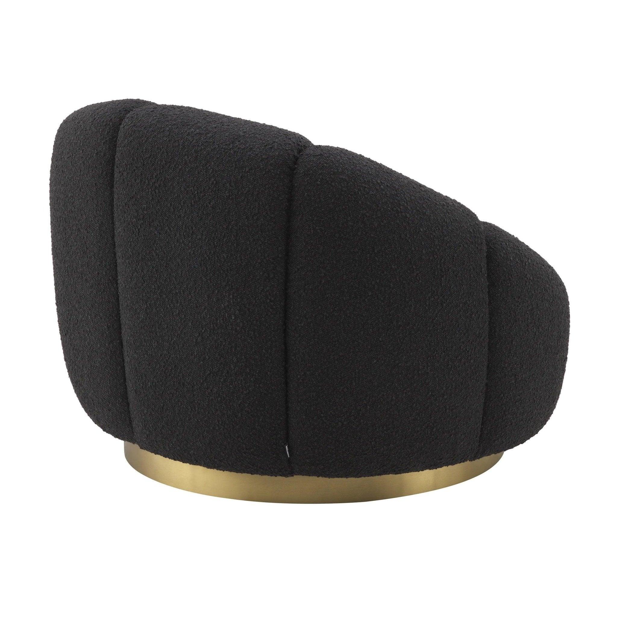 Fotel obrotowy w tkaninie boucle INGER czarny Eichholtz Eye on Design