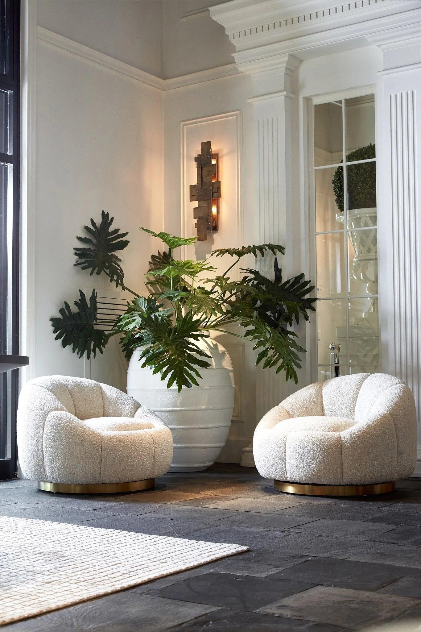 Fotel obrotowy w tkaninie boucle INGER kremowy Eichholtz Eye on Design