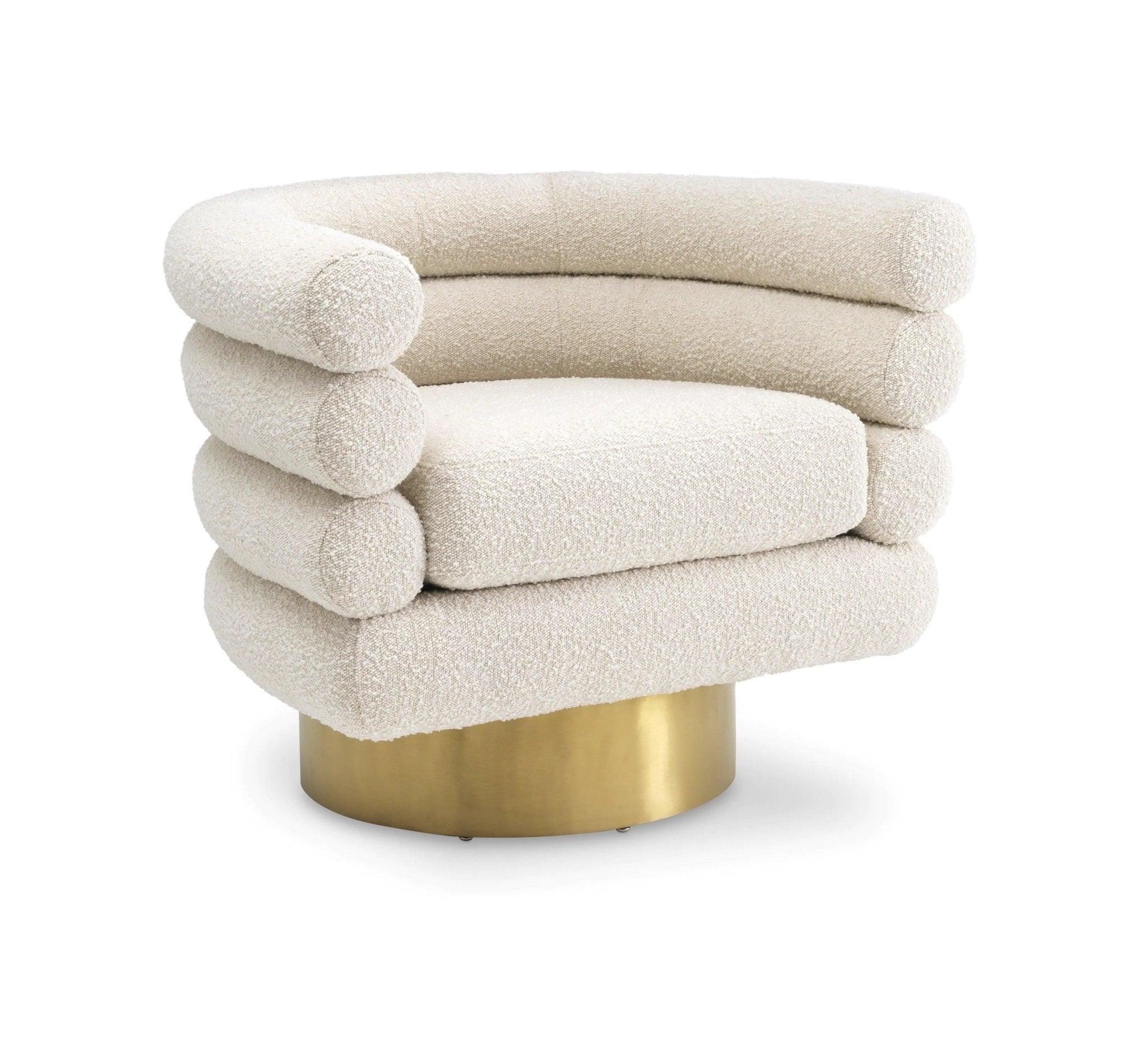 Fotel obrotowy w tkaninie boucle MAGUIRE kremowy Eichholtz Eye on Design