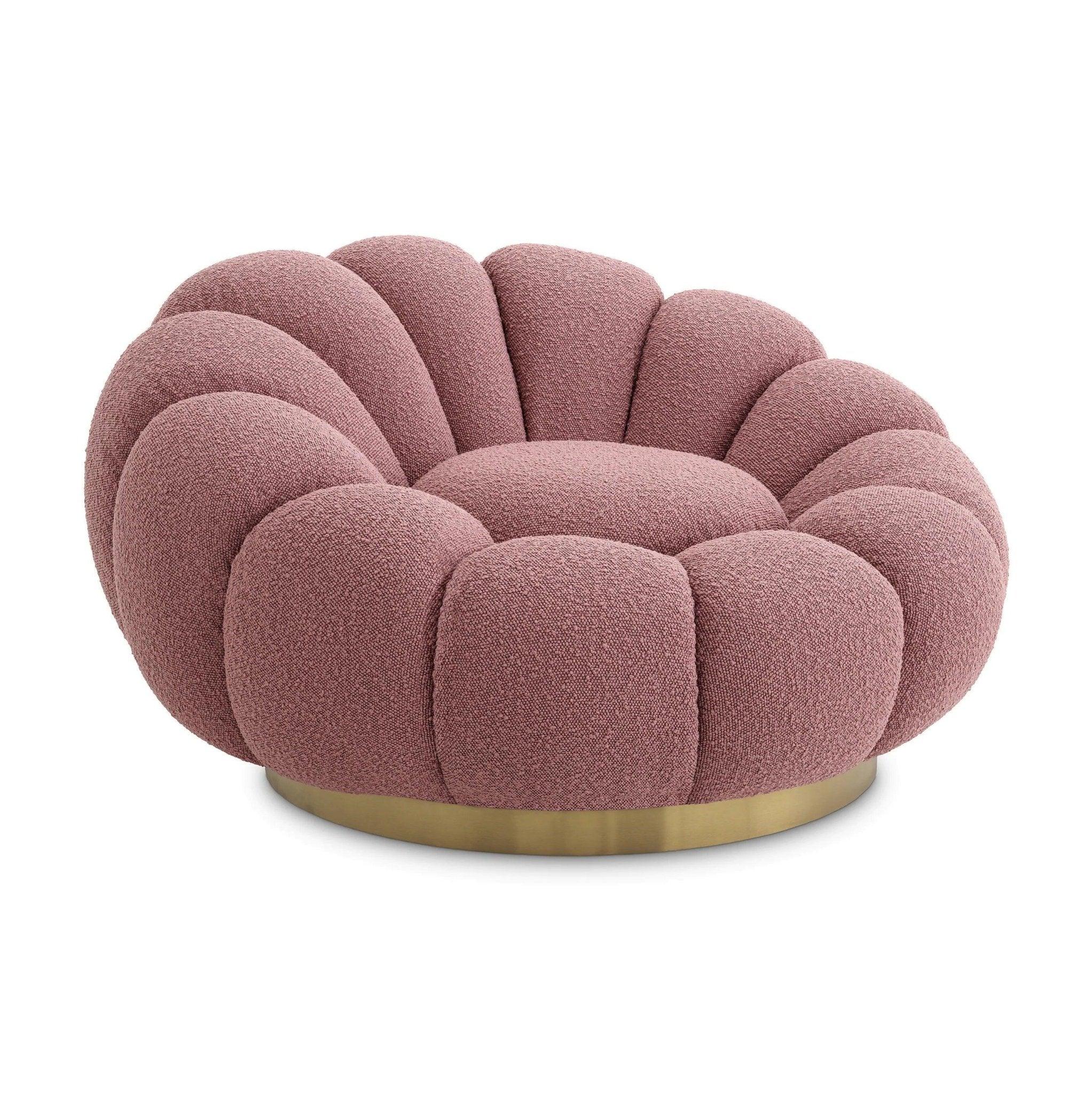 Fotel obrotowy w tkaninie boucle MELLO różowy Eichholtz Eye on Design