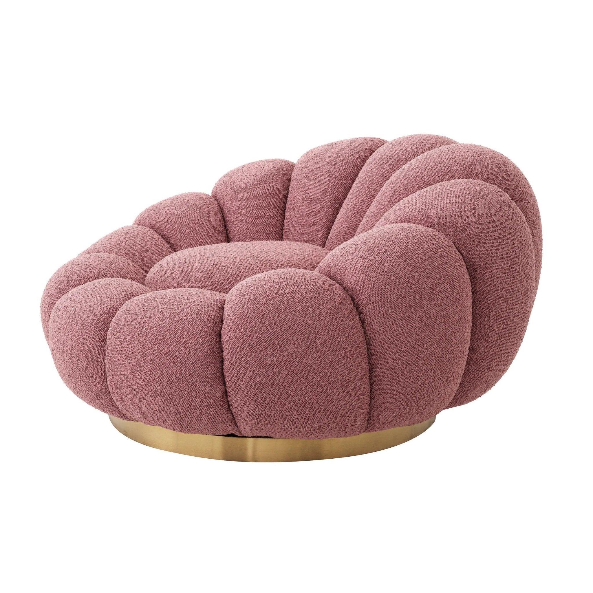 Fotel obrotowy w tkaninie boucle MELLO różowy Eichholtz Eye on Design