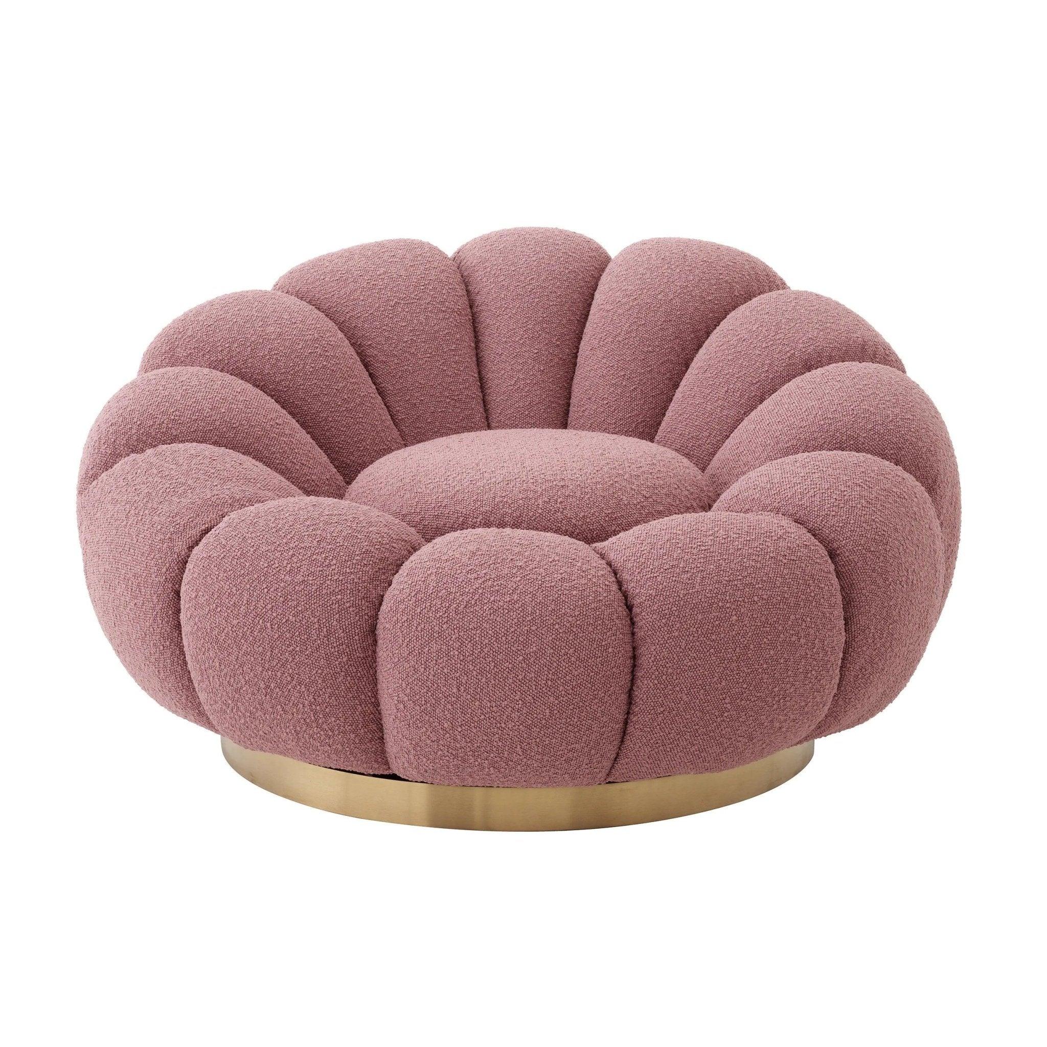 Fotel obrotowy w tkaninie boucle MELLO różowy Eichholtz Eye on Design