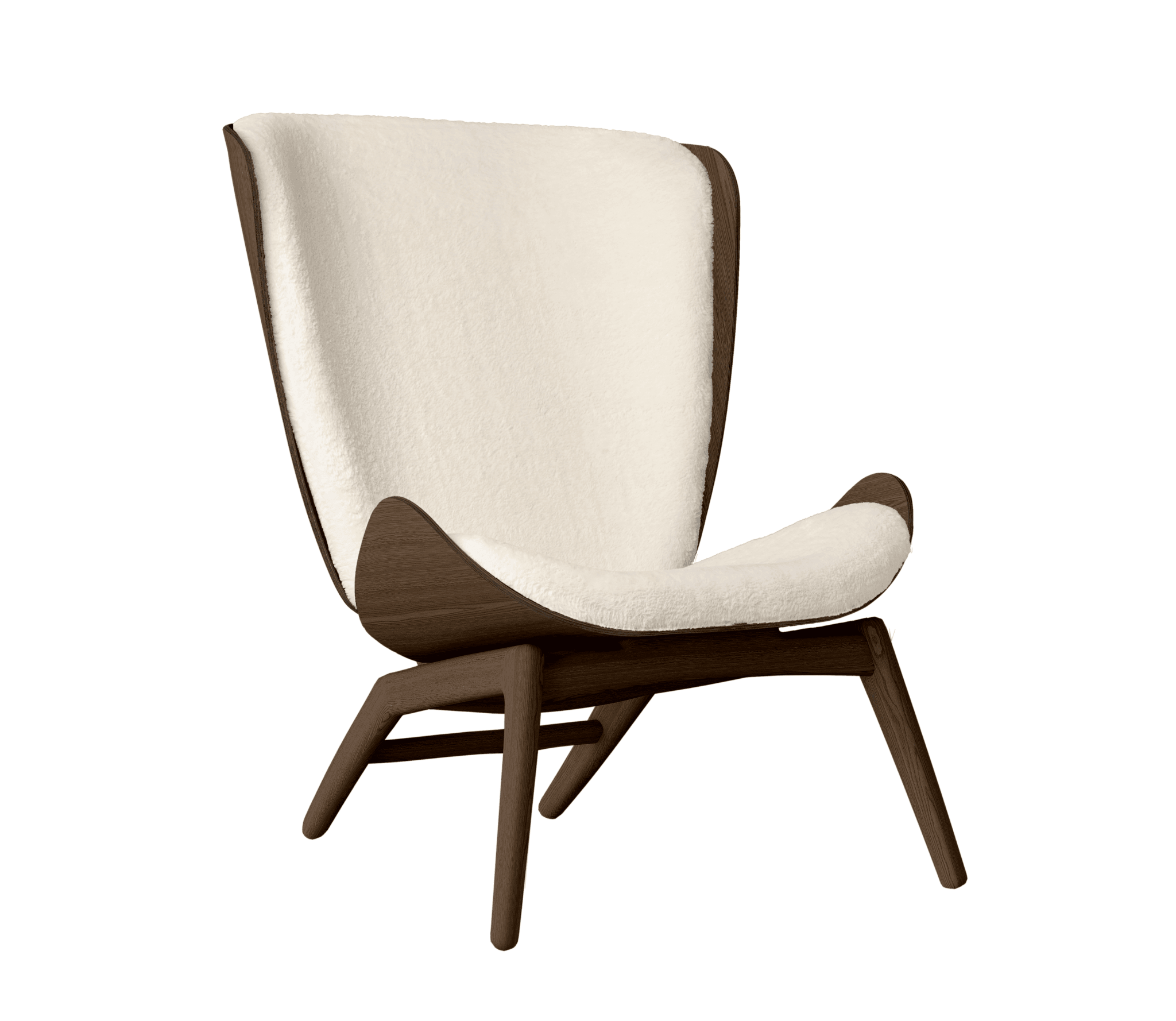 Fotel READER kremowy plusz z ciemno dębową podstawą UMAGE Eye on Design