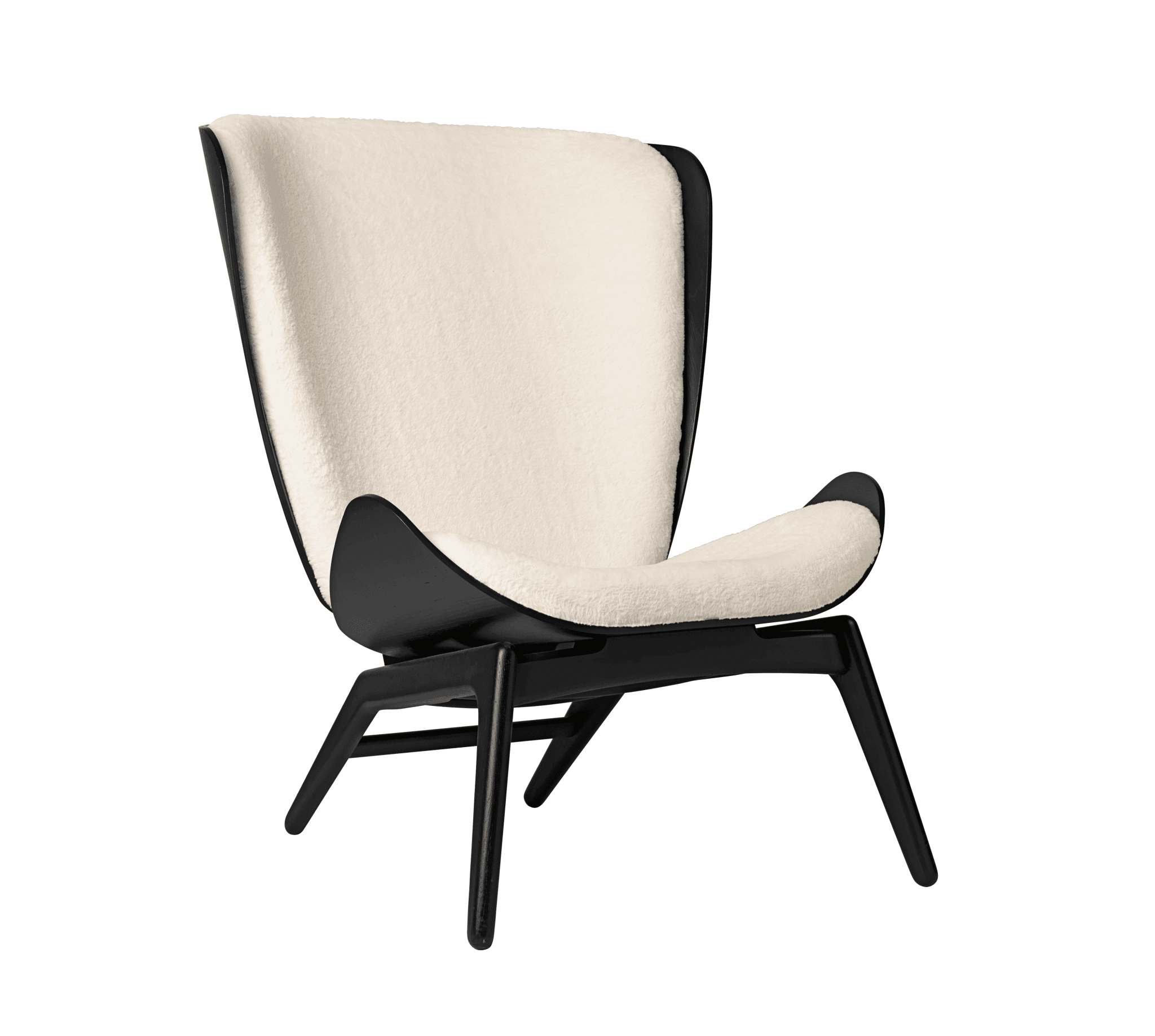 Fotel READER kremowy plusz z czarną podstawą UMAGE Eye on Design