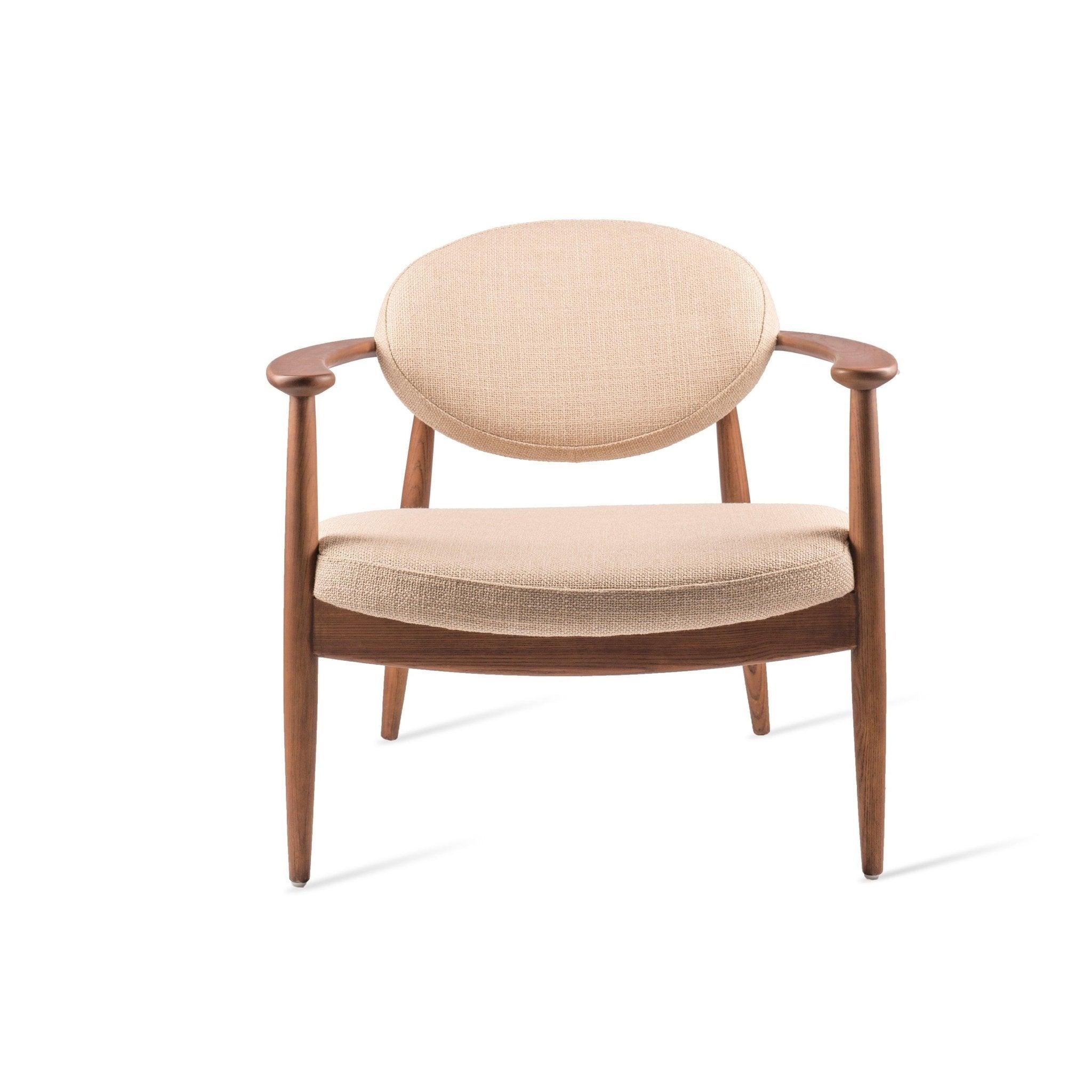 Fotel ROUNDY kremowy z drewnianą podstawą Pols Potten Eye on Design