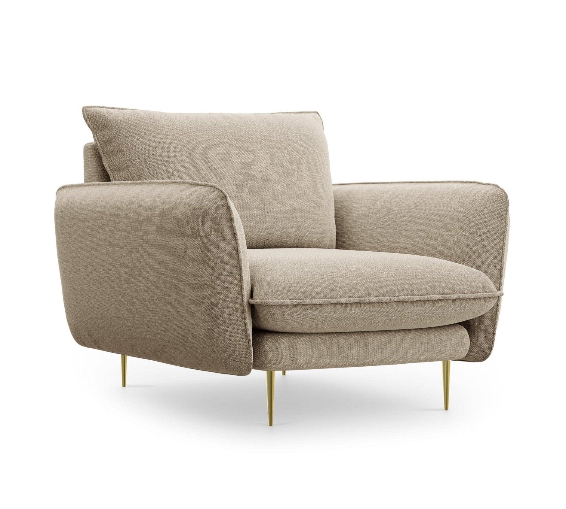 Fotel VIENNA beżowy ze złotą podstawą Cosmopolitan Design Eye on Design