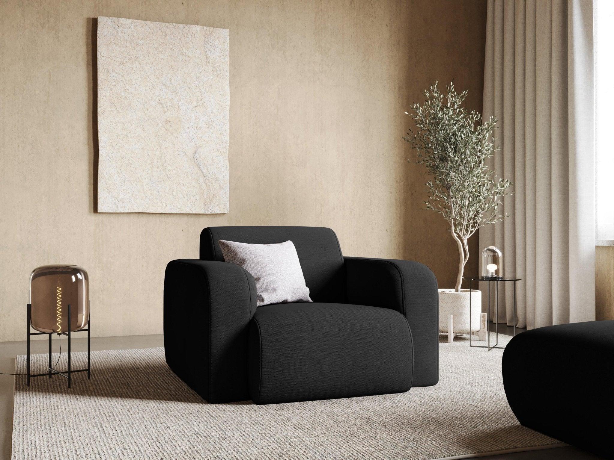 Fotel w tkaninie chenillowej LOLA czarny Windsor & Co Eye on Design