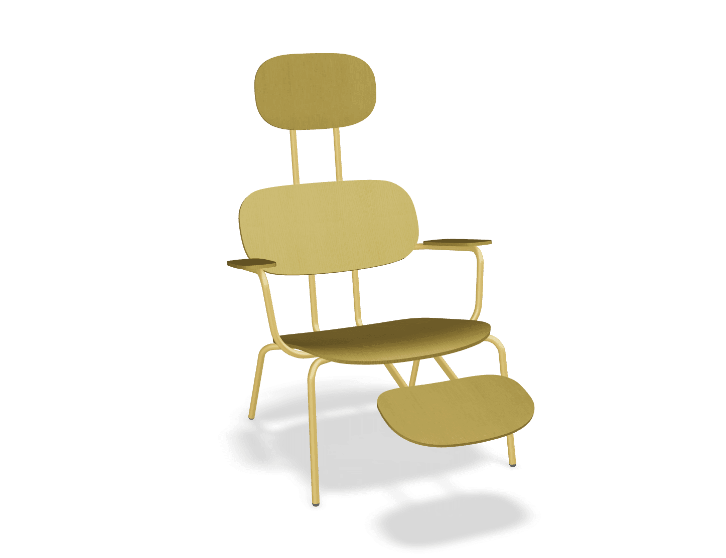 Fotel z zagłówkiem NEW SCHOOL LOUNGE żółty MDD żółty z podnóżkiem Eye on Design