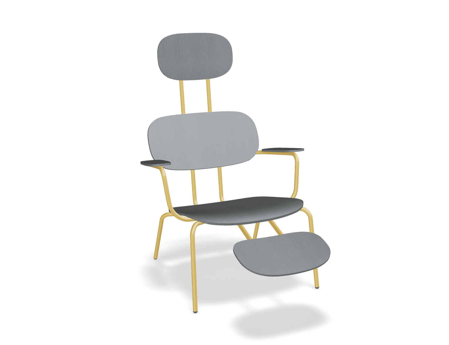 Fotel z zagłówkiem NEW SCHOOL LOUNGE żółty MDD ciemny szary z podnóżkiem Eye on Design