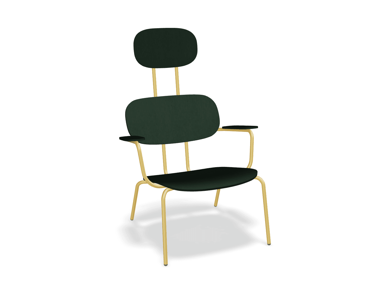 Fotel z zagłówkiem NEW SCHOOL LOUNGE żółty MDD ciemny zielony bez podnóżka Eye on Design