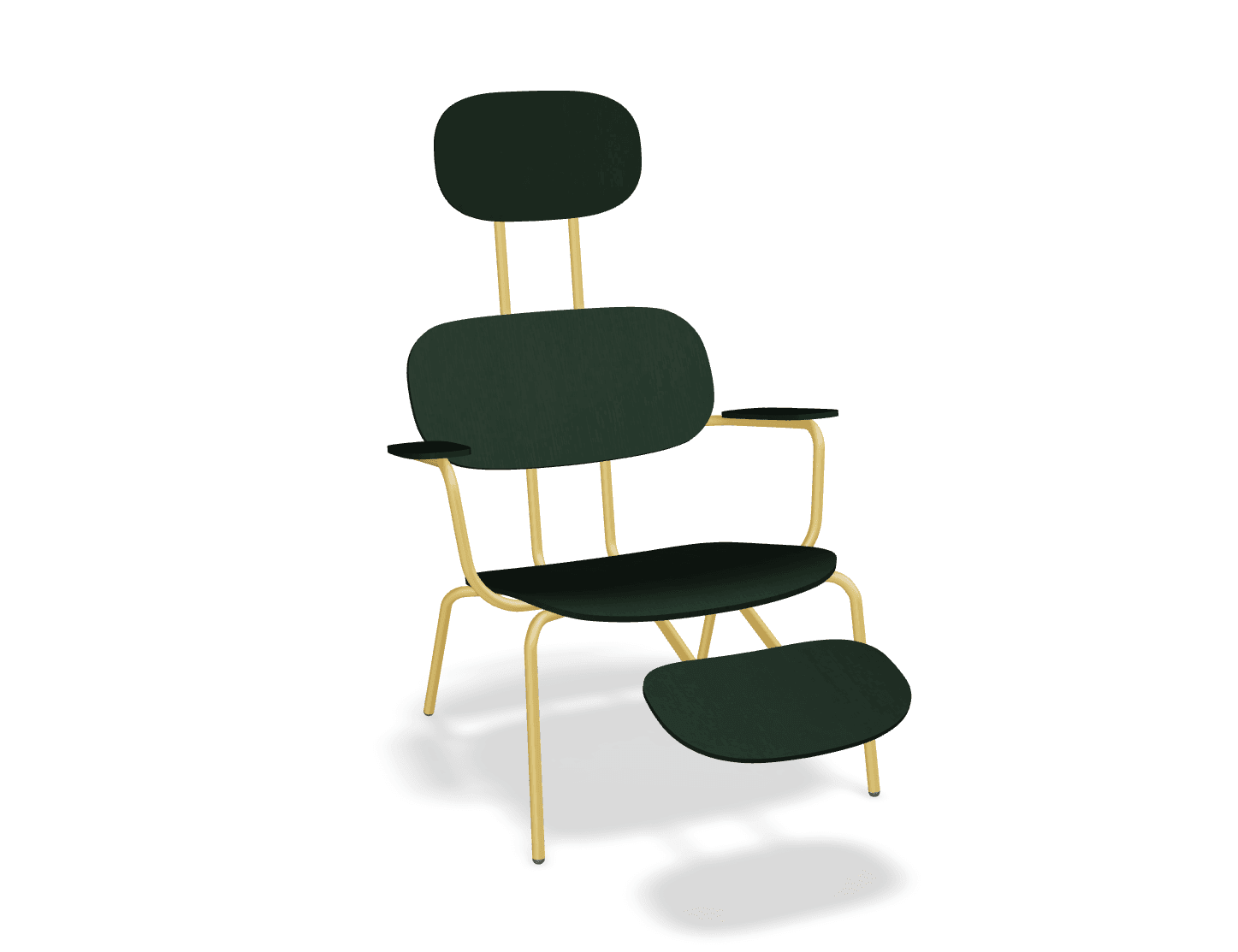 Fotel z zagłówkiem NEW SCHOOL LOUNGE żółty MDD ciemny zielony z podnóżkiem Eye on Design