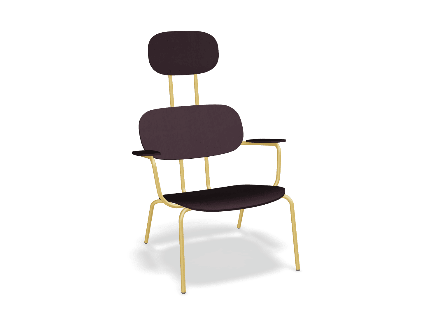 Fotel z zagłówkiem NEW SCHOOL LOUNGE żółty MDD bordowy bez podnóżka Eye on Design