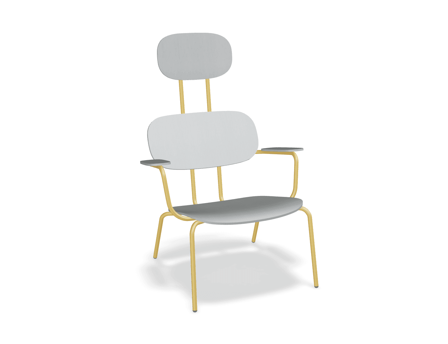 Fotel z zagłówkiem NEW SCHOOL LOUNGE żółty MDD perłowy biały bez podnóżka Eye on Design