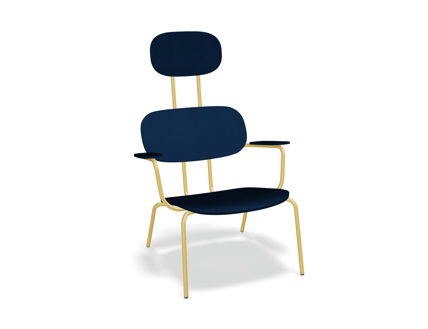 Fotel z zagłówkiem NEW SCHOOL LOUNGE żółty MDD niebieski bez podnóżka Eye on Design