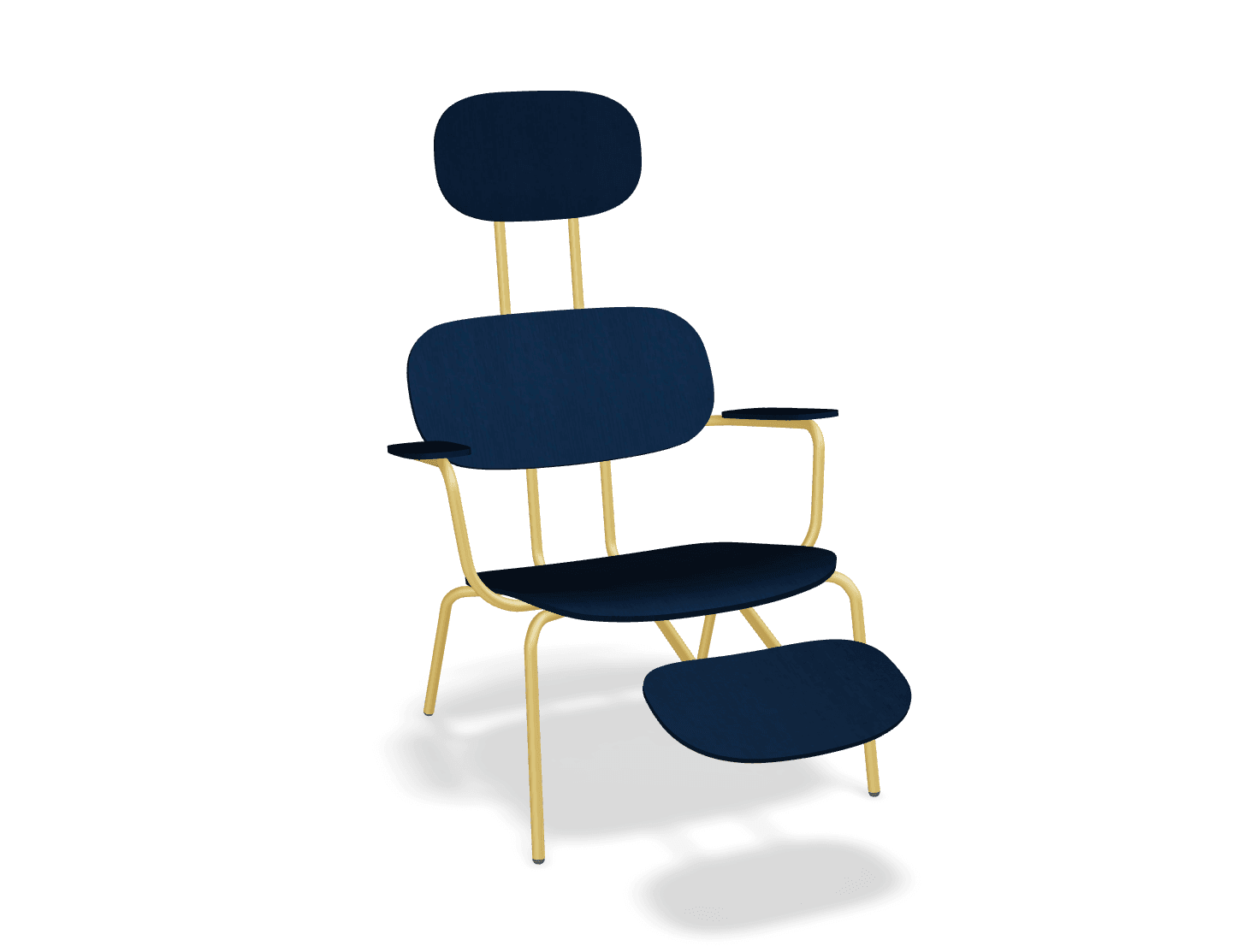 Fotel z zagłówkiem NEW SCHOOL LOUNGE żółty MDD niebieski z podnóżkiem Eye on Design