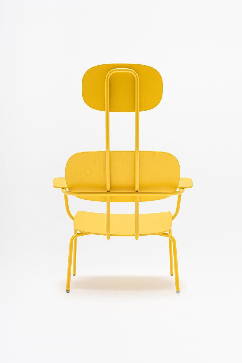 Fotel z zagłówkiem NEW SCHOOL LOUNGE żółty MDD Eye on Design