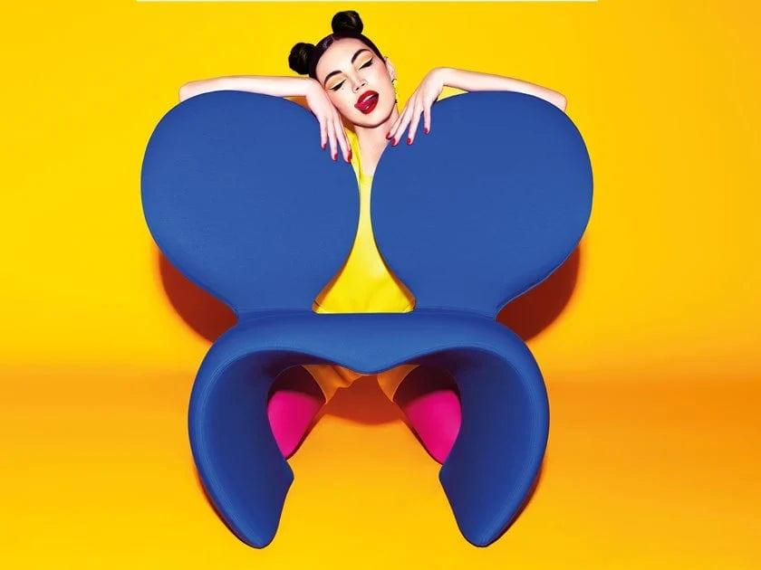 Fotel zewnętrzny DON'T F**K WITH THE MOUSE żółty Qeeboo Eye on Design