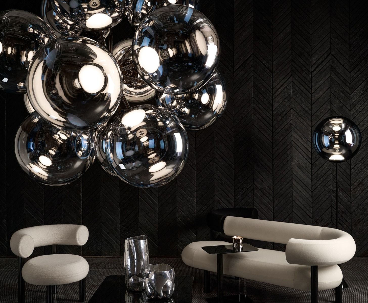 Lustr GLOBE BURST stříbrný