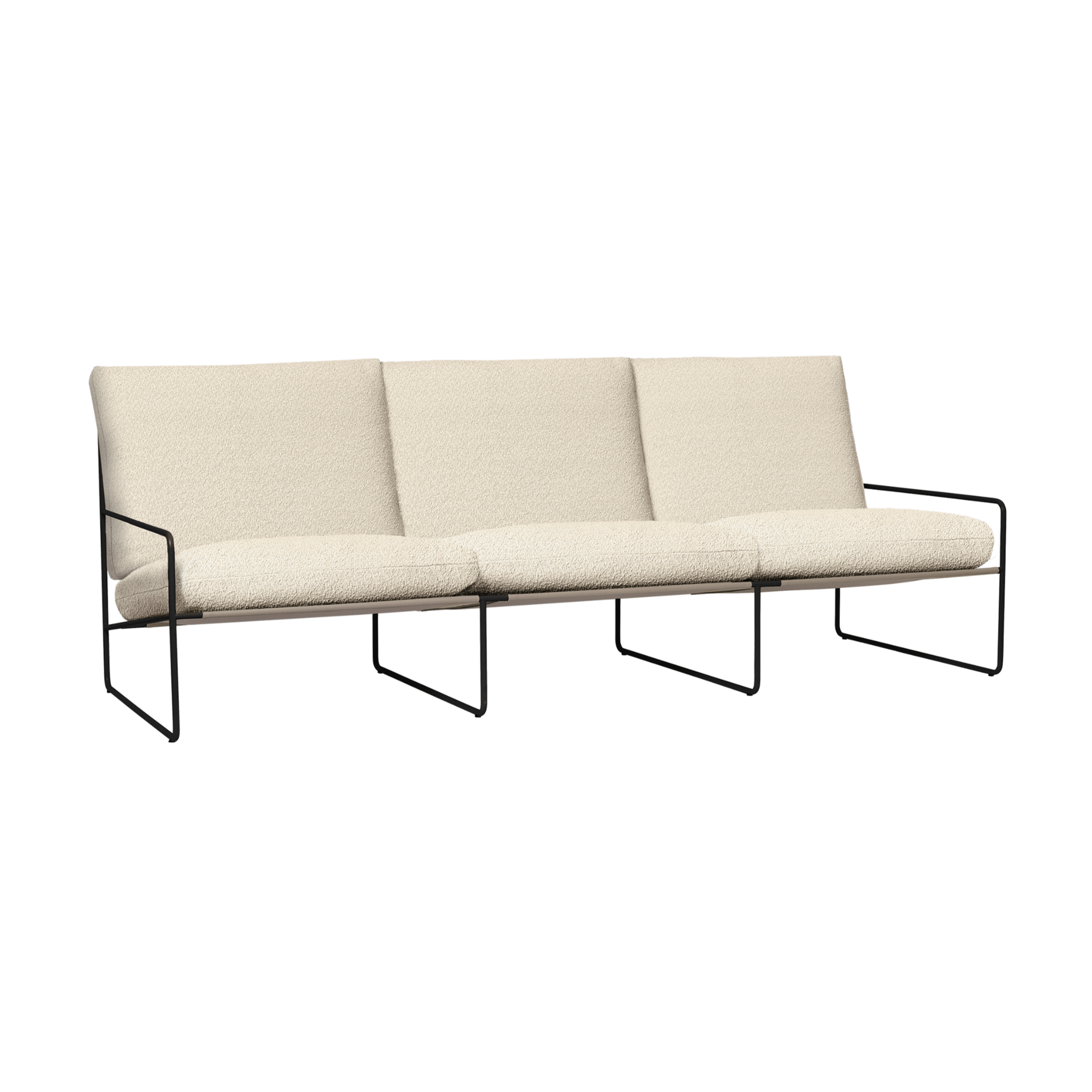 3-seater outdoor sofa DESERT broken white with black base