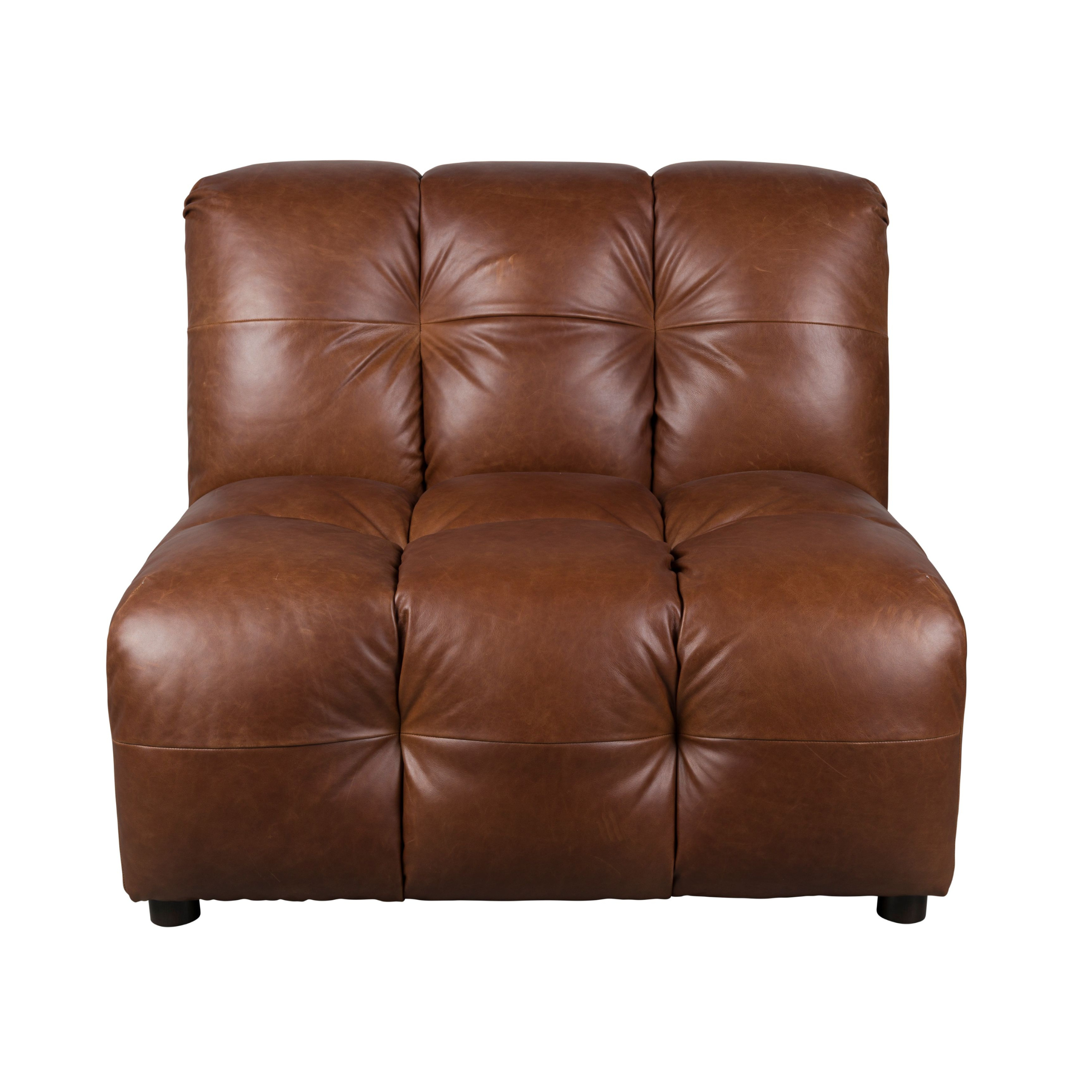 Modulární pohovka HACKMAN - středový prvek čokoládová kůže