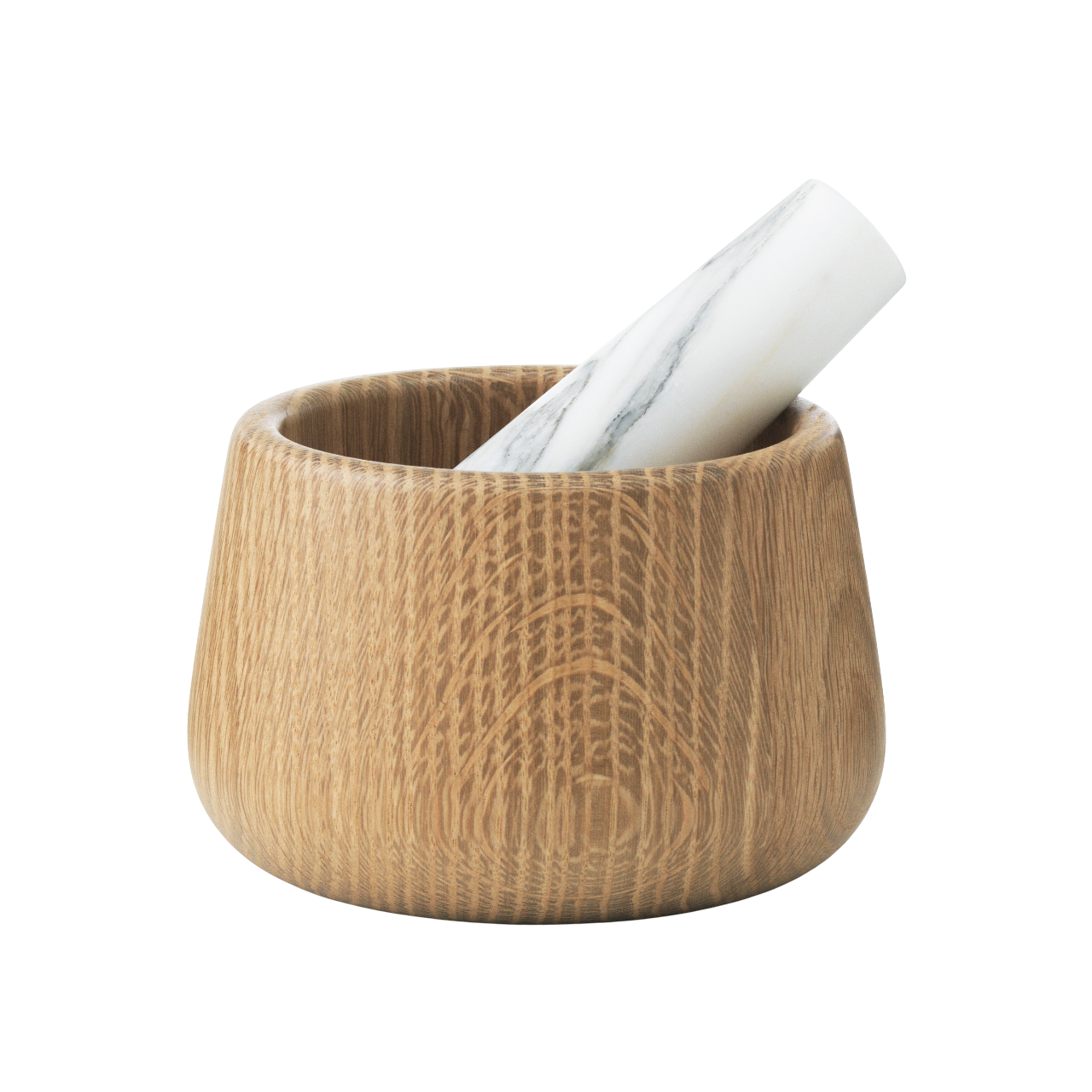 CRAFT Oak Wood Mortar with White Marble