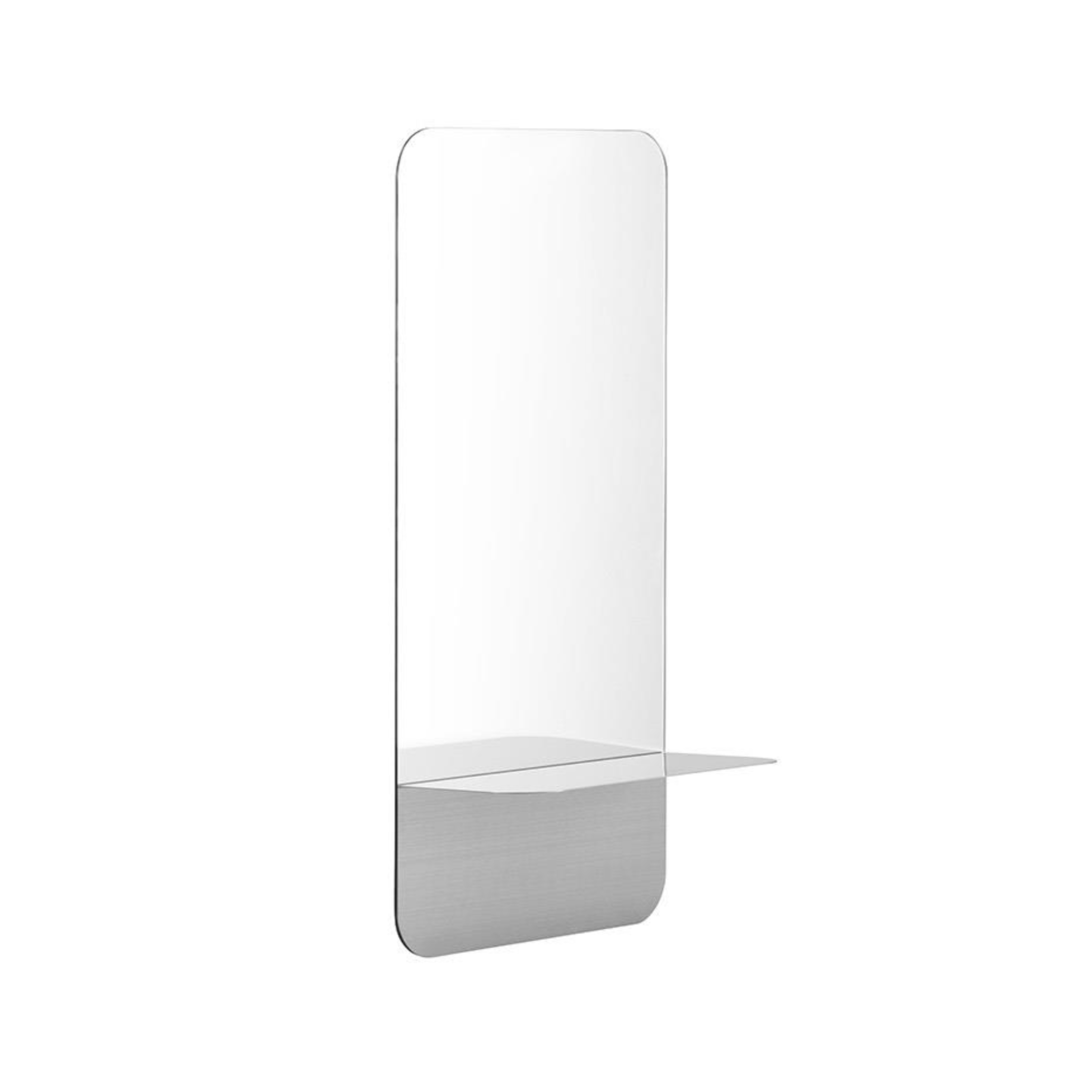 HORIZON VERTICAL Mirror with Shelf Silver